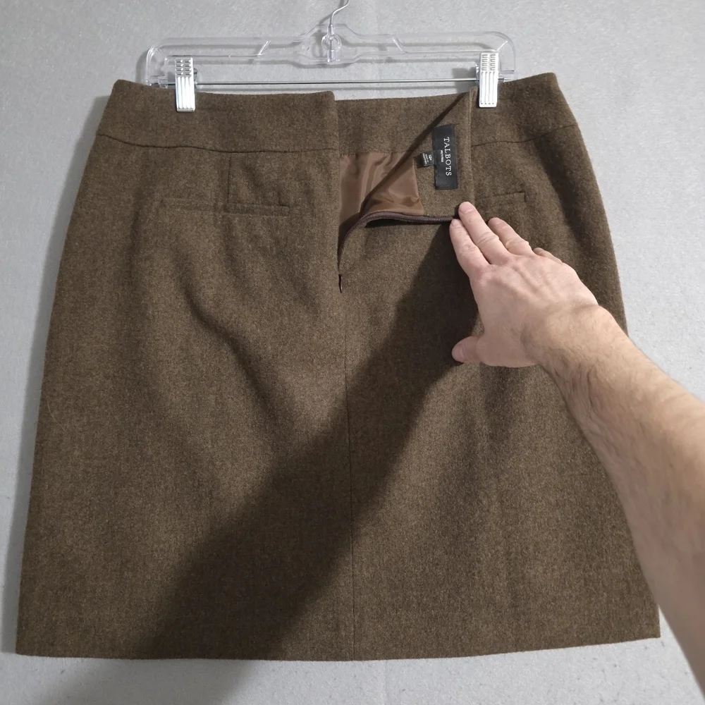 Talbots Petites Womens Brown Wool Blend Lined Pencil Skirt Size 12P